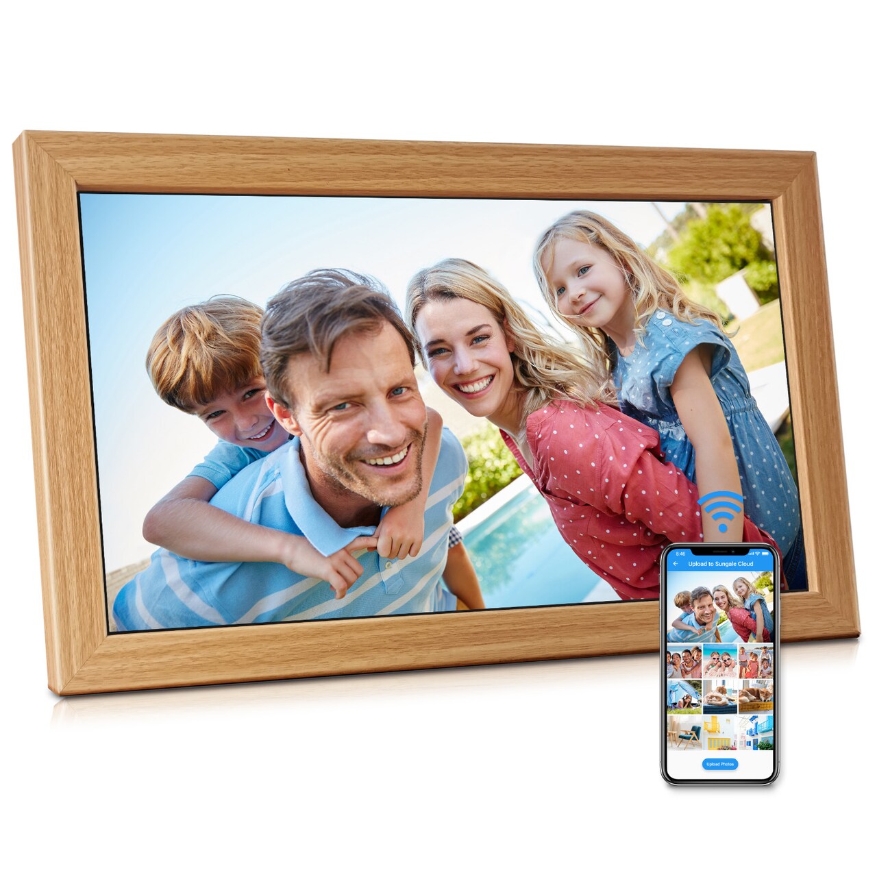 21.5” True Cloud Frame, Send Photo Remotely, Enhanced Photo Experience w/ HD IPS LCD Screen, 120GB Cloud Storage, 32GB Flash Storage, Auto-Rotate